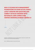 WGU C175&sol;D426 DATA MANAGEMENT FOUNDATIONS OA EXAM ACTUAL EXAM 2 LATEST VERSIONS 300 QUESTIONS AND CORRECT DETAILED ANSWERS WITH RATIONALES &lpar;100&percnt; CORRECT AND VERIFIED ANSWERS&rpar;&vert;ALREADY GRADED A&plus; 2 reviews