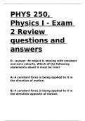 PHYS 250&comma; Physics I - Exam 2 Review questions and answers&period;