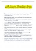  CSLB Contractor B Exam Plaster Stucco With Correct Questions And Answers 2024