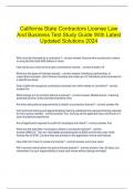  California State Contractors License Law And Business Test Study Guide With Latest Updated Solutions 2024