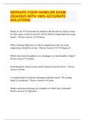 SERSAFE FOOD HANDLER EXAM 2024&sol;2025 WITH 100&percnt; ACCURATE SOLUTIONS
