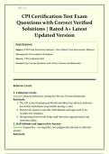 CPI Certification Test Exam 2026&sol;2027 &vert; Questions with Correct Verified Solutions &vert; Nonviolent Crisis Intervention &lpar;NCI&rpar; &vert; Crisis Prevention Institute  &vert; Rated A&plus;  &vert; Downloadable PDF