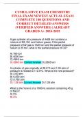 CUMULATIVE EXAM CHEMISTRY FINAL EXAM NEWEST ACTUAL EXAM COMPLETE 100 QUESTIONS AND CORRECT DETAILED ANSWERS &lpar;VERIFIED ANSWERS&rpar; &vert; ALREADY GRADED A&plus; 2024-2025