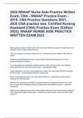 2024 NNAAP Nurse Aide Practice Written Exam&comma; CNA - NNAAP Practice Exam - 2019&comma; CNA Practice Questions 2021&comma; 2020 CNA practice test&comma; Certified Nursing Assistant &lpar;CNA&rpar; Practice Exam &lpar;Edition 2022&rpar;&comma; NNAAP NURSE AIDE PRACTICE WRITTEN EXAM 2023 Questions and A