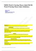 NR501 Week 8&colon; Nursing Theory Quiz&vert; NR 501 Week 8 Nursing Theory Quiz &lpar;Solutions&rpar;&period;