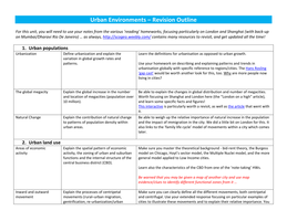 IB optional course urban environment revision outline