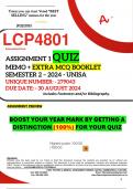 LCP4801 ASSIGNMENT 1 QUIZ MEMO - SEMESTER 2 - 2024 - UNISA - DUE &colon; 30 AUGUST 2024 - UNIQUE NUMBER&colon;-  279043 &lpar;DISTINCTION GUARANTEED&rpar;