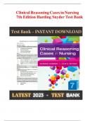 Clinical Reasoning Cases in Nursing 7th Edition Harding Snyder Test Bank &lpar;Contains All chapters&comma; Newly updated