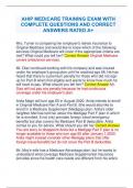 AHIP MEDICARE TRAINING EXAM WITH  COMPLETE QUESTIONS AND CORRECT  ANSWERS RATED A&plus;