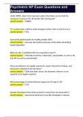 Psychiatric NP Exam Questions and Answers 