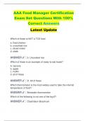 AAA Food Manager Certification Exam Set Questions With 100&percnt; Correct Answers  Latest Update