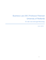 Business Law 240 Ch. 1&2: Introductory Vocab and Concepts