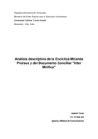 Análisis descriptivo de la Encíclica Miranda Prorsus y del Documento Conciliar "Inter Mirifica"