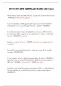  WV STATE LIFE INSURANCE EXAM &lpar;ACTUAL&rpar; 2024 QUESTIONS AND ANSWERS 