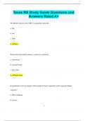 Texas RS Study Guide Questions and  Answers Rated A&plus;