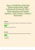 Exam 3&colon; NUR2790 &sol; NUR 2790 &lpar;Latest Update 2024 &sol; 2025&rpar; Professional Nursing III &sol; PN3 &vert; Exam Questions and Verified Answers &vert; 100&percnt; Correct &vert; Grade A - Rasmussen