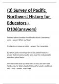 &lpar;3&rpar; Survey of Pacific Northwest History for Educators - D106&lpar;answers&rpar;&period;