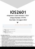 IOS2601 Assignment 2 QUIZ&lpar;ANSWERS&rpar; Semester 2 2024 - DISTINCTION GUARANTEED