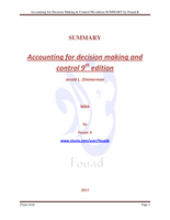 Accounting for Decision Making and Control, Zimmerman PDF 