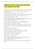 Nursing 160 Final Exam Review