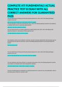 COMPLETE ATI FUNDMENTALS ACTUAL PRACTICE TEST B EXAM WITH ALL CORRECT ANSWERS FOR GUARANTEED PASS 