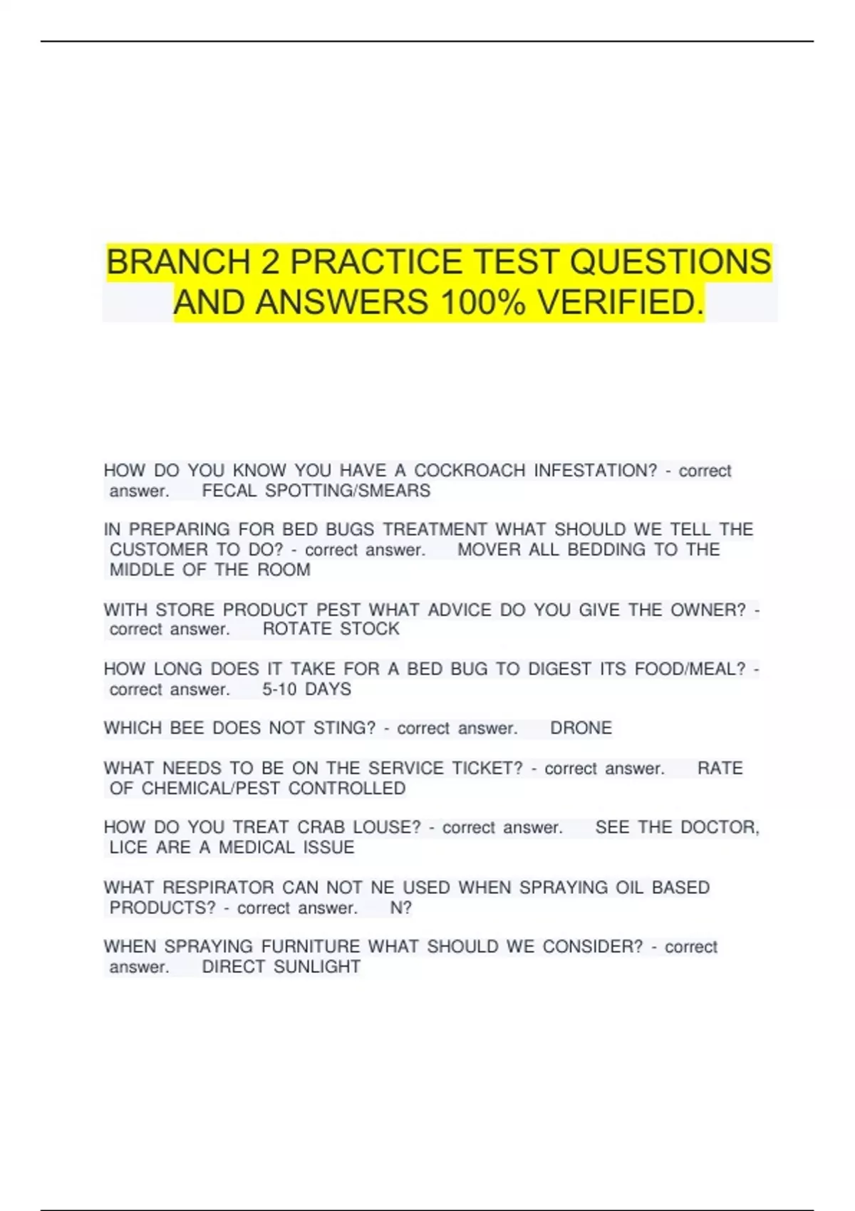 Branch 2 Practice Test Questions And Answers 100% Verified. - BRANCH 2 ...