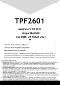 TPF2601 Assignment 50 PORTFOLIO &lpar;ANSWERS&rpar; 2024 - DISTINCTION GUARANTEED