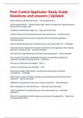 Pest Control Applicator Study Guide Questions and answers &vert; Updated 