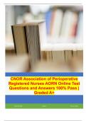 CNOR Association of Perioperative Registered Nurses AORN Online Test Questions and Answers 100&percnt; Pass &vert; Graded A&plus;