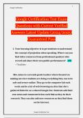 Google Certification Test Exam Questions with Correct Verified Answers Latest Update &lpar;2024&sol;2025&rpar; Guaranteed Pass