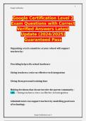 Google Certification Level 2 Exam Questions with Correct Verified Answers Latest Update &lpar;2024&sol;2025&rpar; Guaranteed Pass