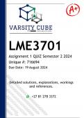 LME3701 Assignment 1 QUIZ (DETAILED ANSWERS) Semester 2 2025 - DISTINCTION GUARANTEED