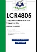 LCR4805 Assignment 1 &lpar;QUALITY ANSWERS&rpar; Semester 2 2024