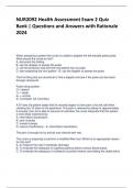 NUR2092 Health Assessment Exam 2 Quiz Bank &vert; Questions and Answers with Rationale 2024