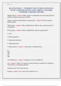 HEALTH POLICY - INTRODUCTION TO HEALTH POLICY STUDY GUIDE QUESTIONS AND CORRECT ANSWERS &lpar;VERIFIED ANSWERS&rpar; 2024&sol;2025