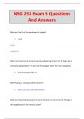 NSG 231 Exam 5 Questions  And Answers