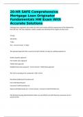 20-HR SAFE Comprehensive Mortgage Loan Originator Fundamentals HW Exam With Accurate Solutions