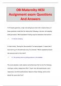 OB Maternity HESI  Assignment exam Questions  And Answers