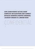 CHPC EXAM NEWEST ACTUAL EXAM COMPLETE 250 QUESTIONS AND CORRECT DETAILED ANSWERS &lpar;VERIFIED ANSWERS&rpar; &vert;ALREADY GRADED A&plus;&vert;&vert;BRAND NEW&excl;