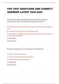 CPO TEST QUESTIONS AND CORRECT  ANSWERS LATEST 2024-2025