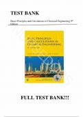 Test Bank - for Basic Principles and Calculations in Chemical Engineering 9th Edition by David Himmelblau&comma; All Chapters &vert; Complete Guide A&plus;