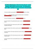 Certified Medication Aide Practice Exam Latest Update 2024-2025 Actual Exam 125 Questions and 100&percnt; Verified Correct Answers Guaranteed A&plus;