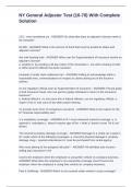 NY General Adjuster Test &lpar;10-70&rpar; With Complete Solution