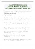 CALIFORNIA FLAGGER CERTIFICATION 2024&sol;2025  &vert;ACCURATE ANSWERS &vert;VERIFIED