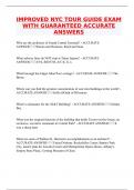 IMPROVED NYC TOUR GUIDE EXAM WITH GUARANTEED ACCURATE ANSWERS