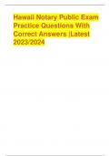 Hawaii Notary Public Exam  Practice Questions With  Correct Answers &vert;Latest  2023&sol;2024