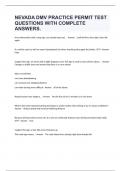 NEVADA DMV PRACTICE PERMIT TEST QUESTIONS WITH COMPLETE ANSWERS&period;