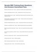 Nevada DMV Training Exam Questions And Answers Guaranteed Pass&period;