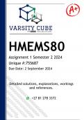 HMEMS80 Assignment 1 &lpar;DETAILED ANSWERS&rpar; Semester 2 2024 - DISTINCTION GUARANTEED