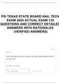 PSI TEXAS STATE BOARD NAIL TECH EXAM 2024 ACTUAL EXAM 135 QUESTIONS AND CORRECT DETAILED ANSWERS WITH RATIONALES &lpar;VERIFIED ANSWERS&rpar;